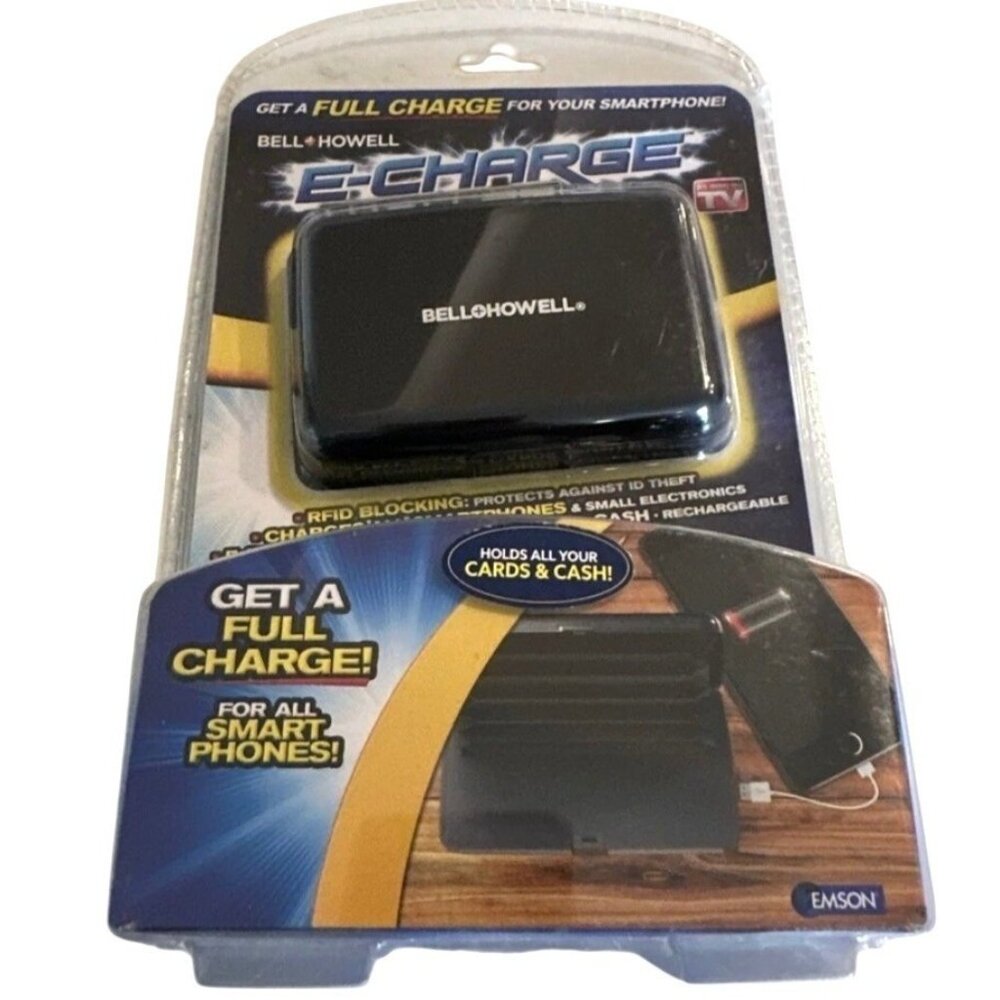 Bell Howell E-Charge Rfid Portable Wallet Phone Charger W/ Anti-Theft Protection